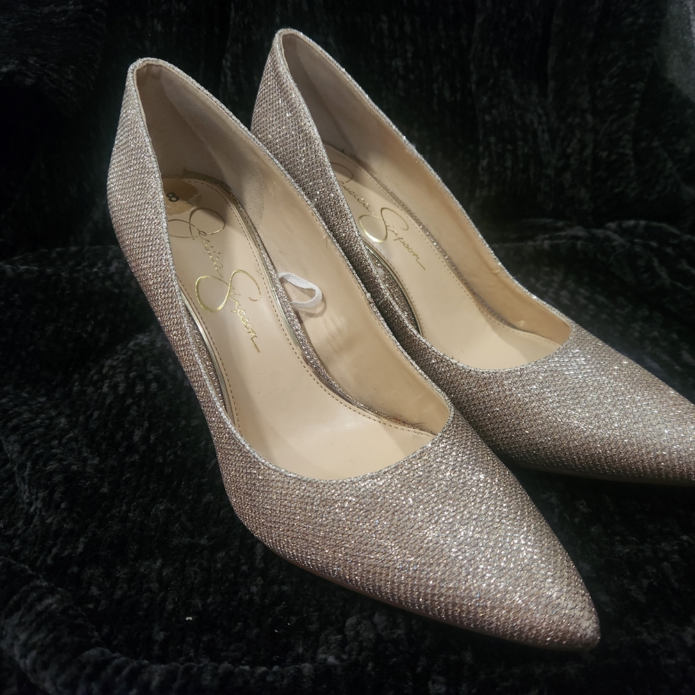 Jessica Simpson Glittering Silver Heels